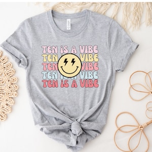 Girls birthday shirt, Girls 10th Birthday Shirt, girls birthday shirt 10, Ten is a vibe, 10 year old, groovy brithday shirt, retro 10 shirt