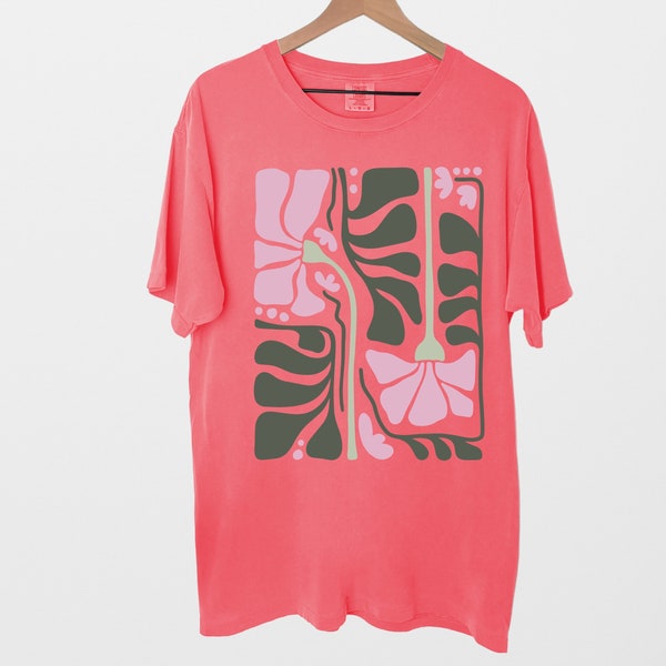 Boho Floral Shirt, Flower Shirt, Gift for Women, flowers lover shirt, Wildflowers shirt, abstract flowers, botanical shirt, Comfort Colors