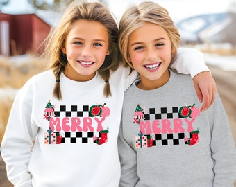 Kids Christmas sweatshirts | Merry Christmas sweatshirt | Christmas Kids Shirt | Retro Christmas sweatshirt | Merry and Bright sweatshirt