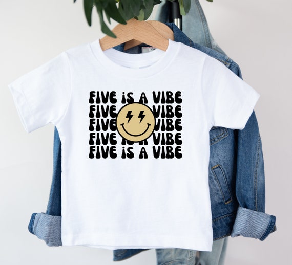 Five is a Vibe Shirt, Boys 5th Birthday Shirt, Birthday Shirt - Main Image
