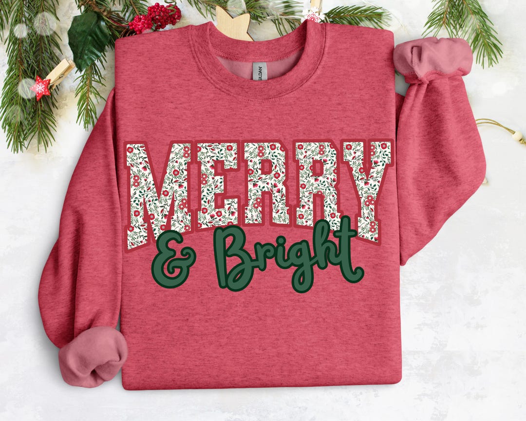 Merry & Bright Christmas Round Neck Sweater