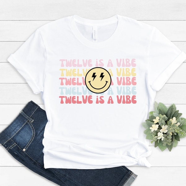 Girls birthday shirt, Girls 12th Birthday Shirt, girls birthday shirt 12, Twelve is a vibe, 12 year old, groovy birthday shirt, retro 12