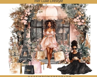 Her Luxe Lifestyle Digital Sticker Collection | Digital Black Girl Luxury Stickers for Goodnotes, iPad & Digital Planners/ Digital Stickers