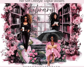 Her Soft Lifestyle Digital Sticker Collection | Digital Black Girl Stickers for Goodnotes, iPad & Digital Planners/ Spring Stickers