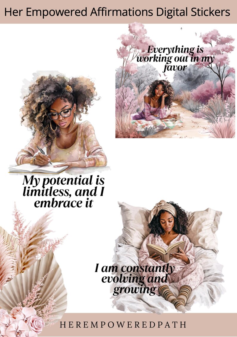 Her Empowered Affirmations Digital Sticker Pack For Goodnotes 24