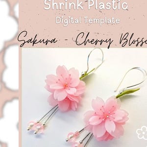 Kirschblüte Schrumpffolie Digitale Vorlage | DIY Shrink Plastik Blumen | SVG Sakura Handwerk Datei | Schmuckherstellung
