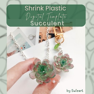 Shrinky Dink 多肉植物テンプレート、シュリンクプラスチックジュエリーテンプレート、DIY シュリンクプラスチック | プラスチックシュリンクイヤリング、ジュエリー、キーホルダー作り