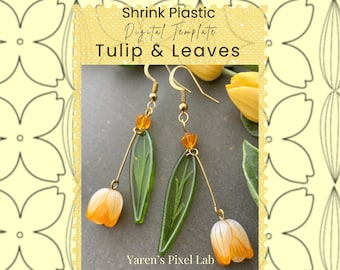 Tulip Shrink Plastic Digital Template | DIY Shrink Plastic Flowers | Printable Tulip Craft File | Jewellery & Keychain Making | Tulip SVG