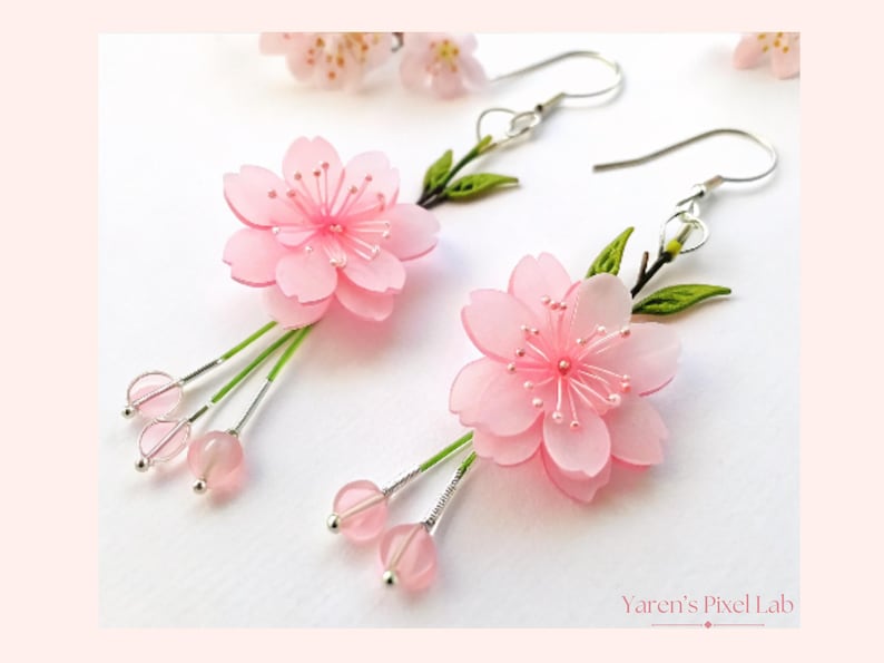 Cherry Blossom Shrink Plastic Template Sakura Flower DIY (digital