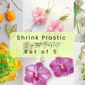Shrinky Dink フラワーテンプレートセット – 蘭、桜、チューリップ、多肉植物、スズラン – デジタルプラスチックシュリンクアート | SVG Cricut Crafts