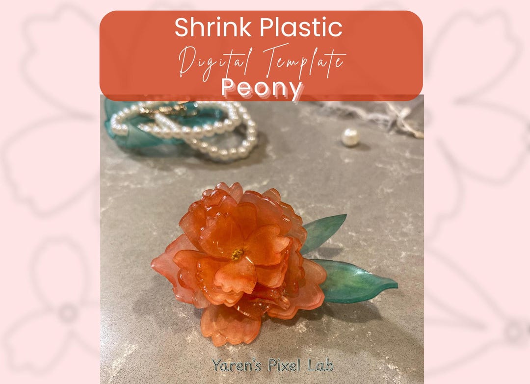 Peony Shrink Plastic Template DIY Flower SVG (digital Download) Etsy