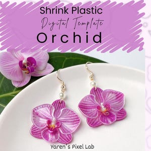 Modello digitale in plastica termoretraibile per orchidee / Fiori termoretraibili fai da te / Modello SVG per orchidee / Creazione di gioielli e portachiavi con relative istruzioni
