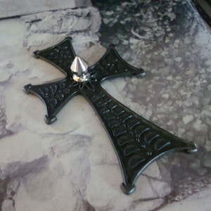 Punk Spiked Cross, Dark Gothic Pendant, Large Detailed Hand Made Jewelry, Necklace Supply