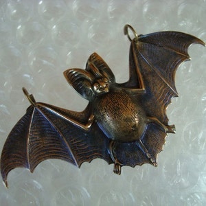 Bat, FAT BELLIED BAT Ready To Fly, 2 Ring Connector, Pendant, 2 7/8 Inches Wide