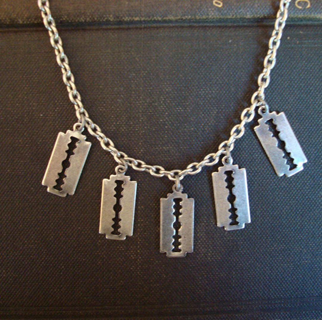 Gothic, Jewelry, Necklace, Choker of Razors, Use as Is, Quality Chain ...