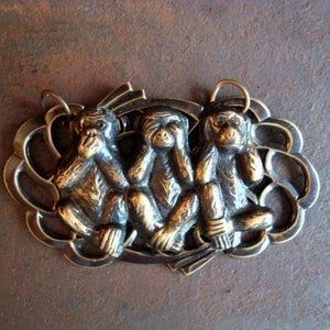 SPEAK No Evil, SEE No Evil, HEAR No Evil, Custom Monkey Pendant