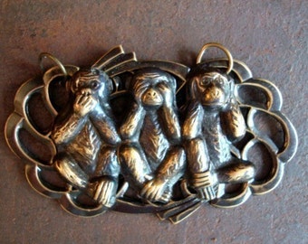 SPEAK No Evil, SEE No Evil, HEAR No Evil, Custom Monkey Pendant