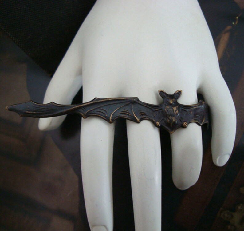 Vampire Bat Ring Long Wing Span Lays Across Hand Adustable - Etsy