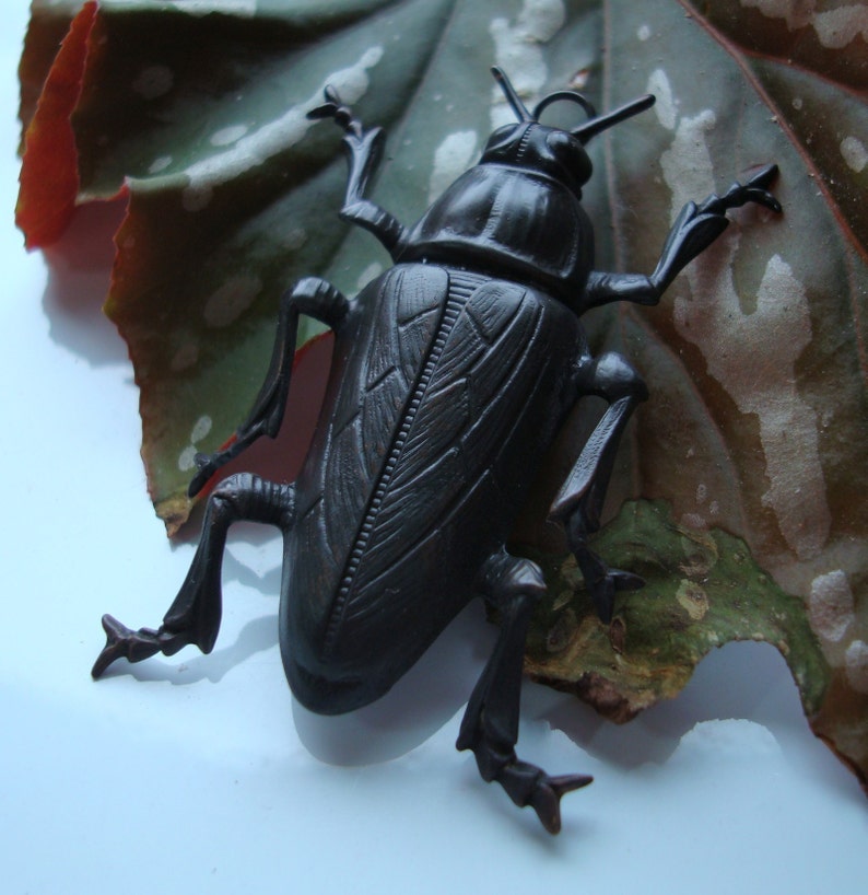 BUG Of BUGS PENDANT, Large Dark Brass Bug, Custom, Very Unique, 2 1/4 Inch, Ring Added To Hang image 1