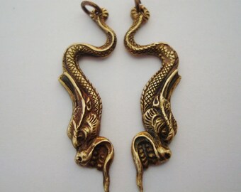 DRAGON EARRING SUPPLY, Pendants, Little Creatures, Necklace Charms, Brass Ox Metal