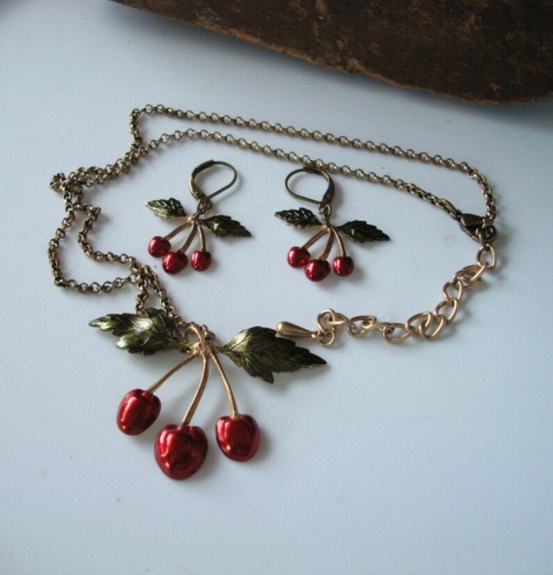 The Original Rockabilly Cherry Pendant And Earring Supplies Etsy