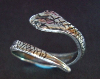 SNAKE RING, Silver Ox Jewelry Adjustable Ring