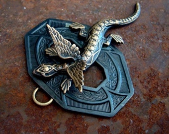 3D WINGED DRAGON, Soldered Dragon Jewelry Supply, Necklace Pendant, Great Detailing, NOT Glued, Quality Handmade Components