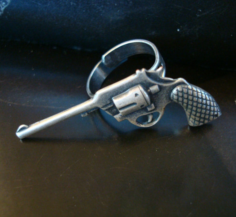 Ring Jewelry 45 Revolver Pistol Gun Ring Weapon Etsy
