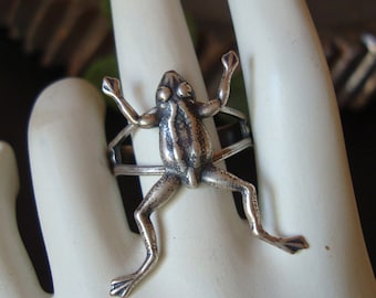 Ring, Lucky Frog, Take the Leap, Jewelry, Ring, Quality Sterling Silver Finish, Vintage Press Metals, USA Handmade, Metal Bonded NOT Glued