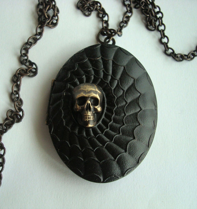 Gothic Skull Large Locket Necklace Decadent Dark Vibes Metal Etsy