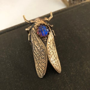 Ring, Cicada Bug, Jewelry, Dragon Skin Iridescent Jewel, Metal Bonded NOT Glued, NO Raw Brass In My Jewelry Designs,