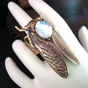 Ruby Star Cicada Bug Ring, Custom Hand Crafted, Lovely Jewel, Metal Bonded NOT Glued, NO Raw Brass, Quality Materials and Craftmanship