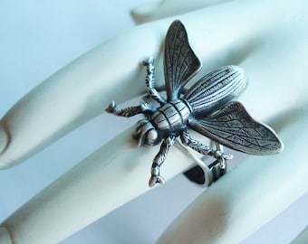 Bug Ring, Not A Fly On The Wall But YOUR Finger, Adjustable, Handmade, Sterling Silver Ox Plate, Metal Bonded Together NOT Glued For Quality
