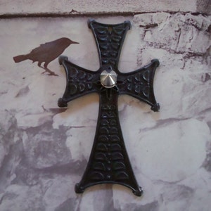 Punk Spiked Cross, Dark Gothic Pendant, Large Detailed Hand Made Jewelry, Necklace Supply image 4