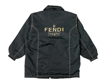 Vintage Fendi Warm Sherpa Lined Big Logo Jacket