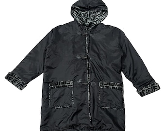 Chaqueta con capucha y monograma de piel vintage de Fendi Zucca