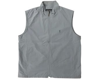 Vintage Yves Saint Laurent Vest Men's 90 M Waistcoat Gray Green
