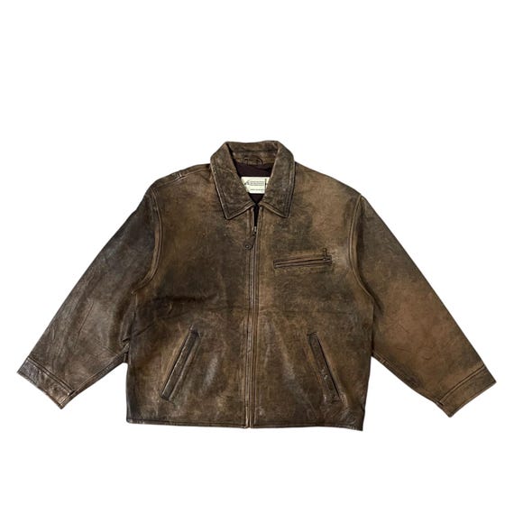 ジャケット・アウター Eddie Bauer vintage lether jacket Vintage Leather Eddie Bauer Work Jacket - Etsy