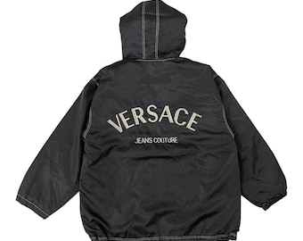 Vintage Versace Big Logo Hooded Jacket