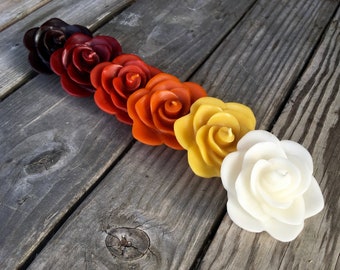 FLOATING ROSE Beeswax Candle - Choose ONE of 6 colors - 100% Pure Beeswax