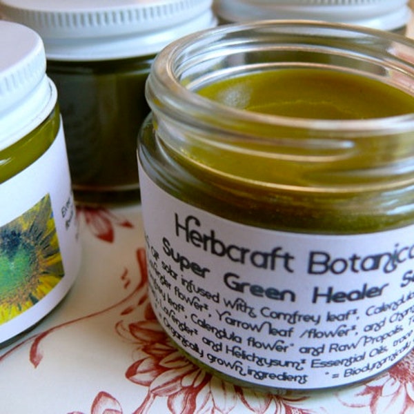 Super Green Healer Salve | All Purpose Herbal Salve | Organic & Wildcrafted Green Salve | Skin Salve | Herbcraft