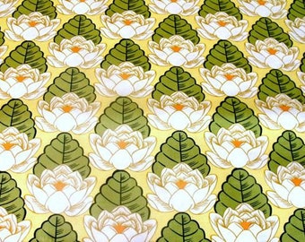 Amy Butler fabric | Lotus Collection | Lotus Pond Yellow | OOP Extremely Rare | Cotton Fabric by the Yard | Yellow Green Cream color