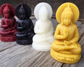 BLESSING BUDDHA Beeswax Candle - Choose ONE of 4 Colors - 100% Natural & Botanically Dyed Beeswax