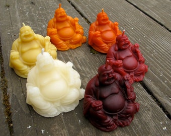 LAUGHING BUDDHA Beeswax Candle - Choose ONE of 6 Colors - 100% Pure Beeswax