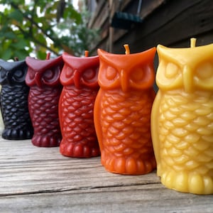 OWL Beeswax Candle - Choose ONE of 6 colors - 100% Natural & Botanically Dyed Beeswax Candles