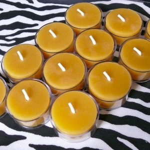 12 Pure Beeswax TEA LIGHTS Dozen 100% Pure Beeswax Candles Set of 12 image 3