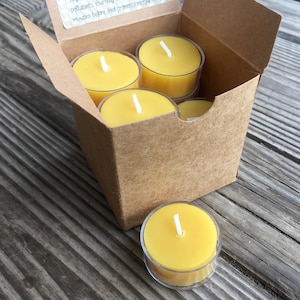 12 Pure Beeswax TEA LIGHTS Dozen 100% Pure Beeswax Candles Set of 12 image 1