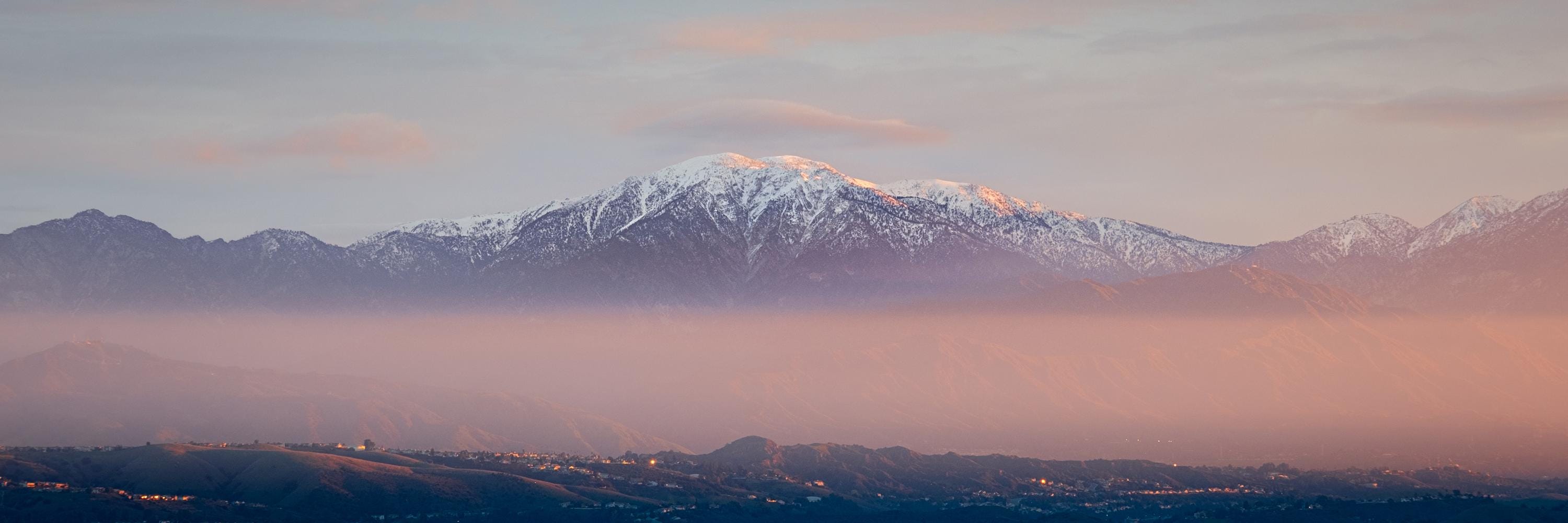 Morning Sunrise on Mount Baldy and the San Gabriels - Panoramic Fine Art Print