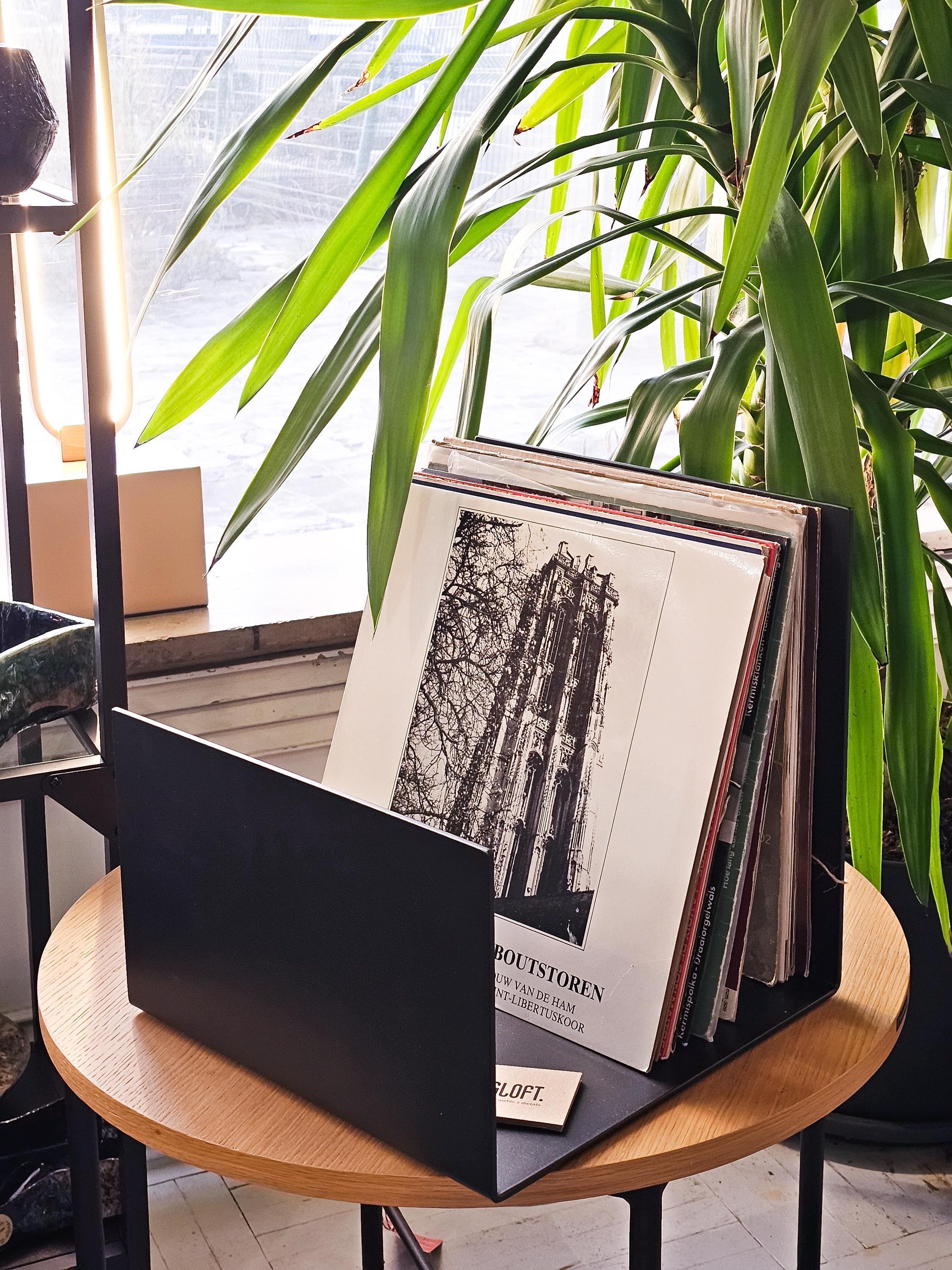 Minimalist Black Metal Vinyl Record Rack | Modern LP Stand | Vinyl ...