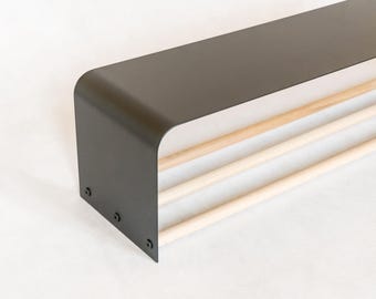 Industrial Shoe Rack with Metal and Wood Shelves, Modern Entryway Organizer